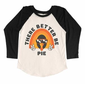 Tiny Whales Better Be Pie L/S Raglan Tee - Natural / Black size 7